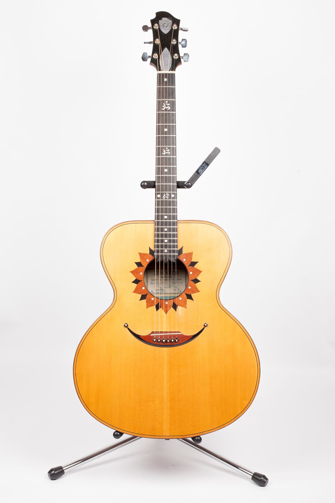 George Harrison's commissioned this “Lotus” acoustic, which features a Jumbo-size body with flower petal-shaped wooden inlays around the soundhole. Harrison ordered this six-string model as well as a twelve string version and used them extensively for his solo work in the latter half of the 1970s.